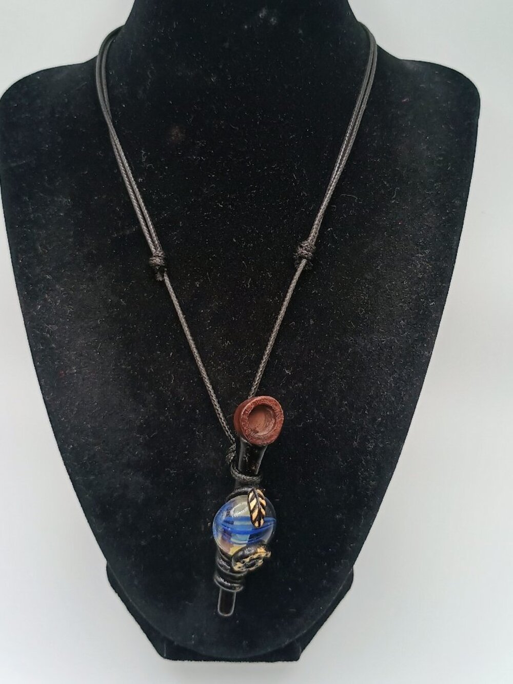 Functional Necklace with Integrated Pipe and Crystal Pendant